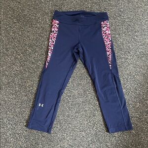 Under Armour Blue Leggings with Pink Camo Accents